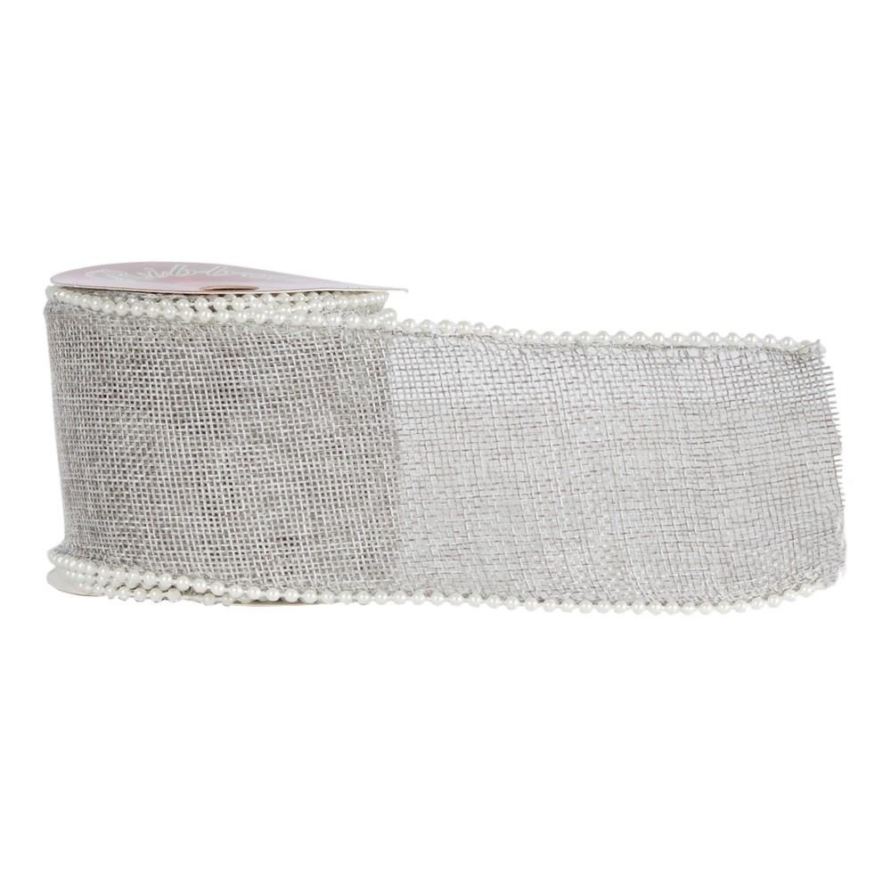 NASTRO JUTA C PERLINE SILVER 1